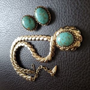 VTG Whiting & Davis hubbell glass necklace & earring set